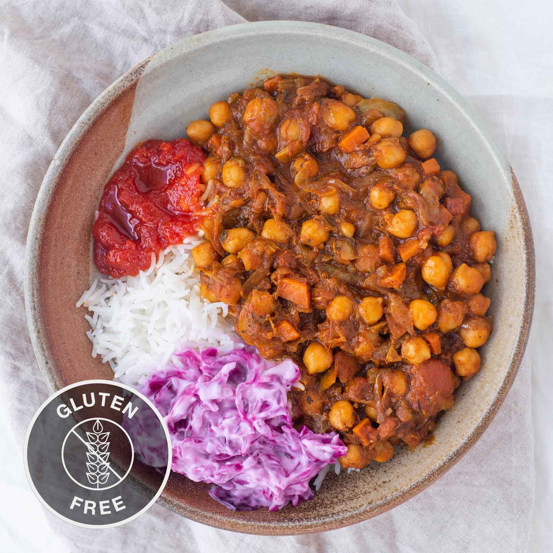 Caribbean Curried Chickpeas With Coconut Slaw & Scotch Bonnet Chilli Jam